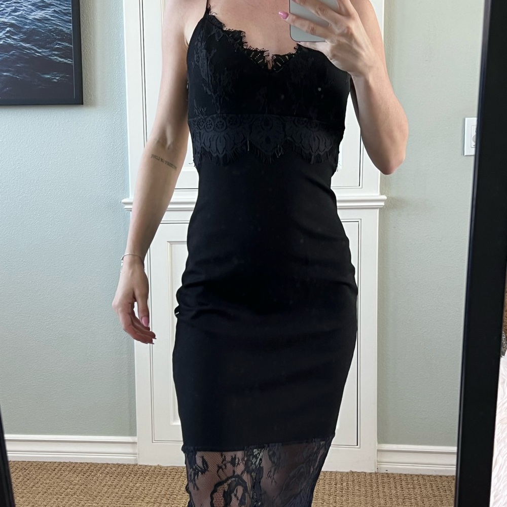 Midi Black Lace Dress